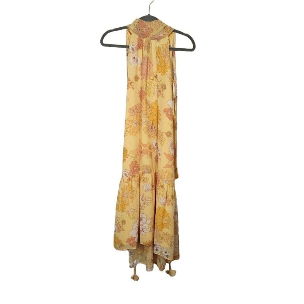 ELIZA J Dress Floral Halter Neck Maxi Dress in Yellow - Size 2